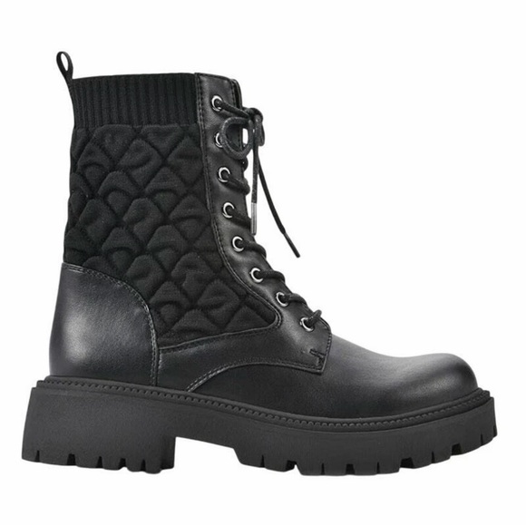 White Mountain Black Quilted Combat Boots - Picture 5 of 5